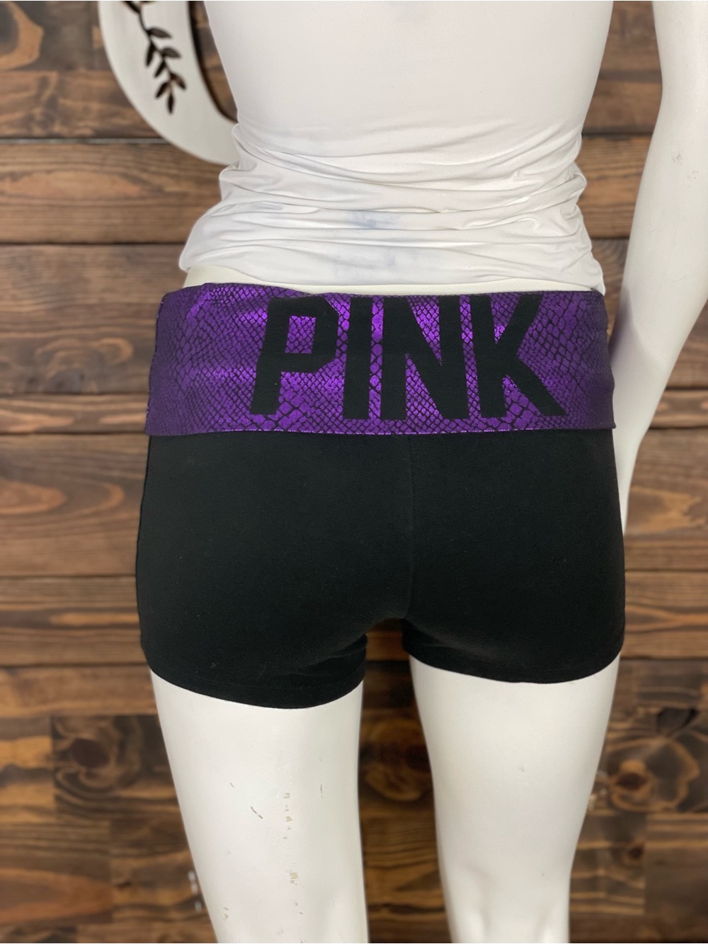 PINK Victoria's Secret | Y2K Vintage Fold Over Yoga Shorts Metallic Snakeskin